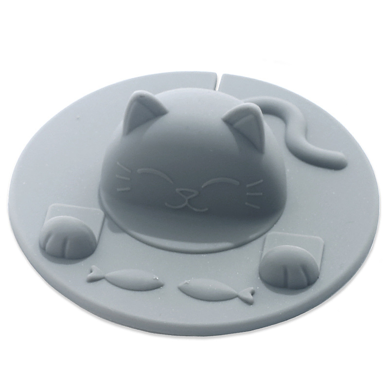 Capac de ceașcă cu pisicuță, silicon alimentar, rezistent la temperaturi înalte, protecție împotriva prafului, suport pentru telefon, universal pentru căni din sticlă, design desen animat