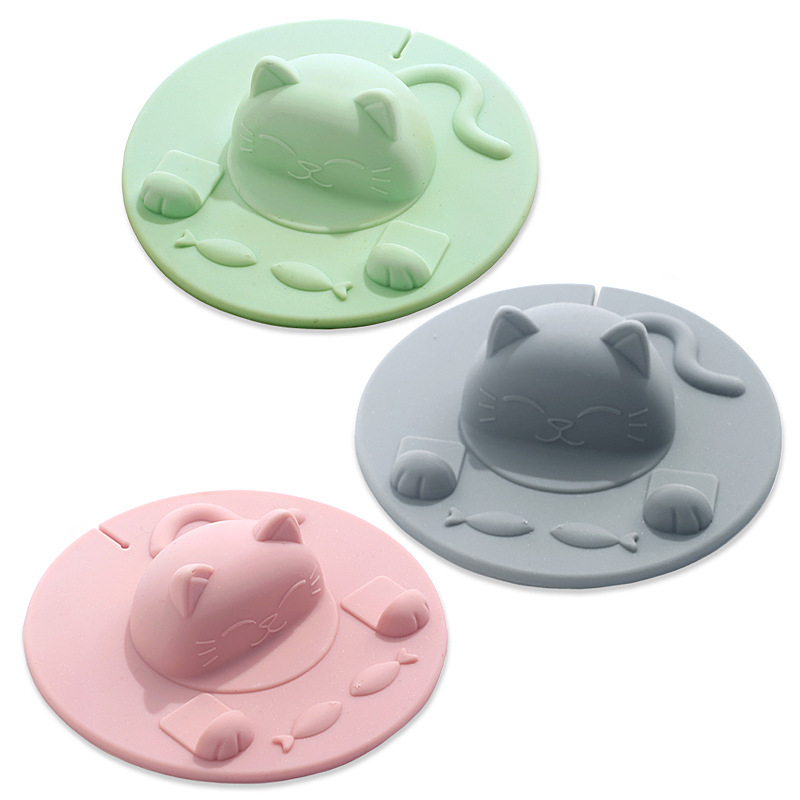 Capac de ceașcă cu pisicuță, silicon alimentar, rezistent la temperaturi înalte, protecție împotriva prafului, suport pentru telefon, universal pentru căni din sticlă, design desen animat