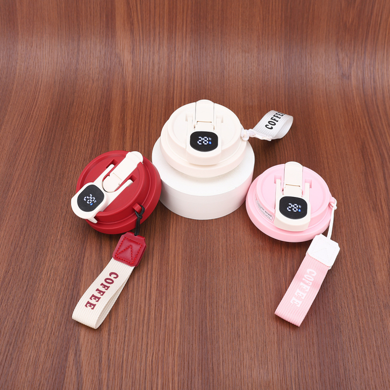 Capac termos din oțel inoxidabil izolat, capac ceramic pentru cană cu pai — design minimalist cu două funcții