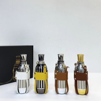 Husă PU pentru pahar cu curea crossbody, stil retro, pentru termos din oțel inoxidabil