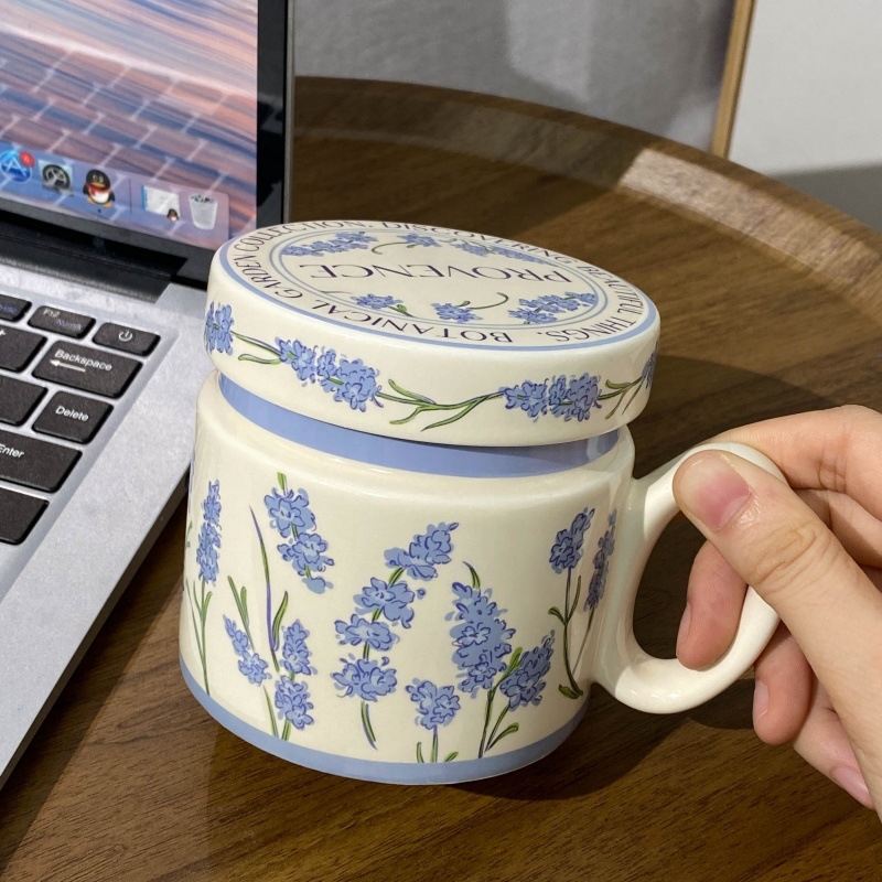 Cană ceramică cu capac și mâner, capacitate mare, pentru mic dejun, rezistentă la temperaturi înalte, cadou de ziua de naștere