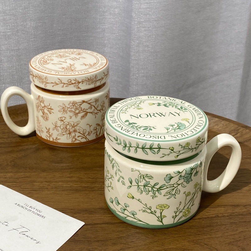 Cană ceramică cu capac și mâner, capacitate mare, pentru mic dejun, rezistentă la temperaturi înalte, cadou de ziua de naștere