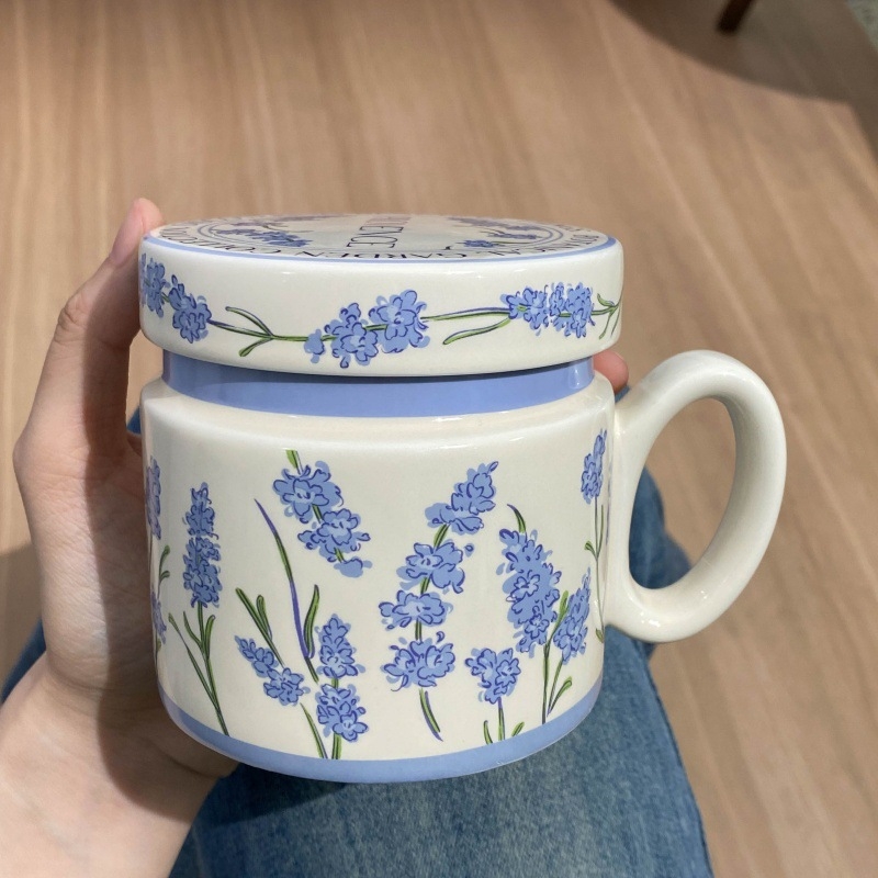 Cană ceramică cu capac și mâner, capacitate mare, pentru mic dejun, rezistentă la temperaturi înalte, cadou de ziua de naștere