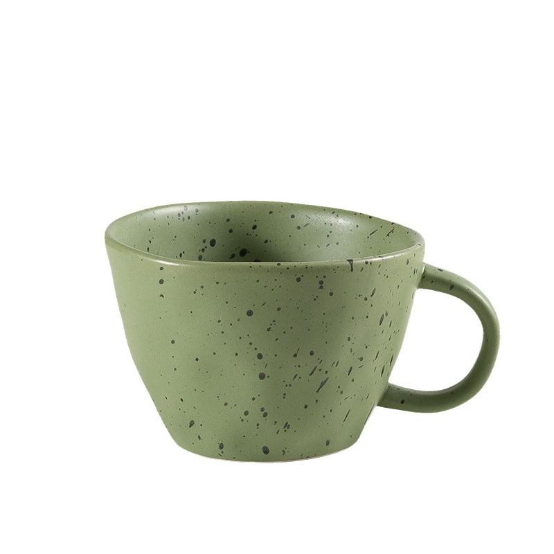 Cană ceramică în stil coreean, cu design de stropi de cerneală și puncte, pentru cafea și mic dejun