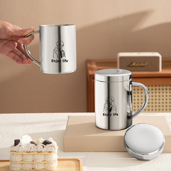 Cană din oțel inoxidabil 304 cu capac, cană de cafea elegantă pentru birou și casă, cană termoizolantă