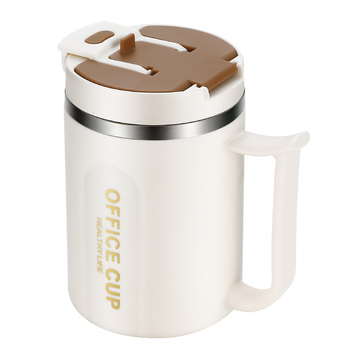 Cană izolată din oțel inoxidabil 304, cu capac și linguriță – unisex, pentru birou, ceai, cafea sau apă