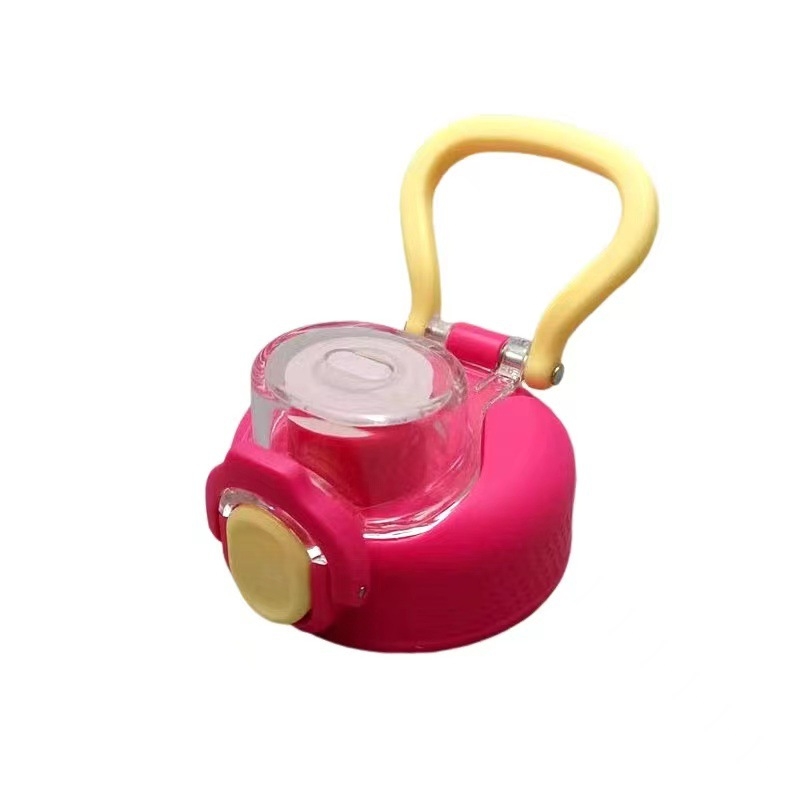 Capac pentru cană HM3480 anti-scurgere, pentru băut direct — capac termos pentru copii cu design Strawberry Bear, ochi mari
