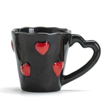 Cana ceramică pictată manual, cu mâner în formă de inimă, pentru lapte și cafea, design drăguț pentru cuplu
