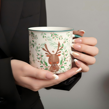Cană ceramică drăguță cu personaje de desene animate pentru copii, cană zilnică pentru băut, compatibilă cu microundele pentru încălzirea laptelui, cană pentru cuplu