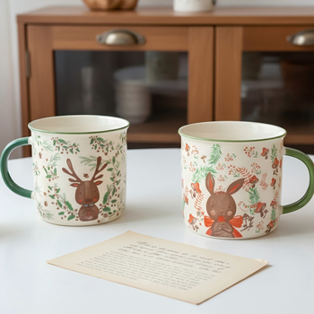 Cană ceramică drăguță cu personaje de desene animate pentru copii, cană zilnică pentru băut, compatibilă cu microundele pentru încălzirea laptelui, cană pentru cuplu