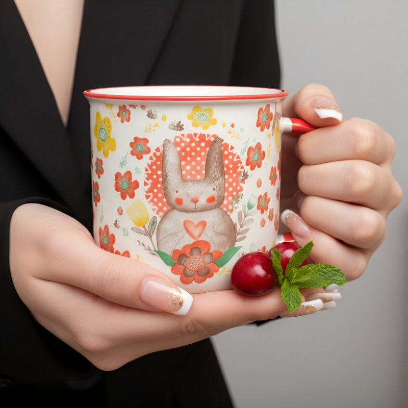 Cană ceramică drăguță cu personaje de desene animate pentru copii, cană zilnică pentru băut, compatibilă cu microundele pentru încălzirea laptelui, cană pentru cuplu
