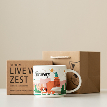Ceașcă ceramică pentru cafea cu logo personalizat, cadou ideal.