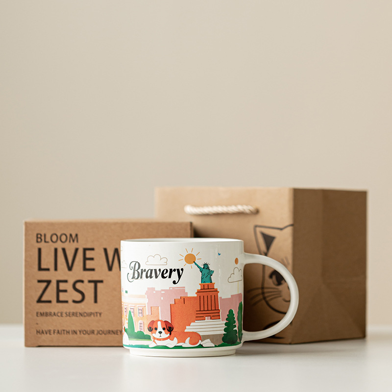 Ceașcă ceramică pentru cafea cu logo personalizat, cadou ideal.