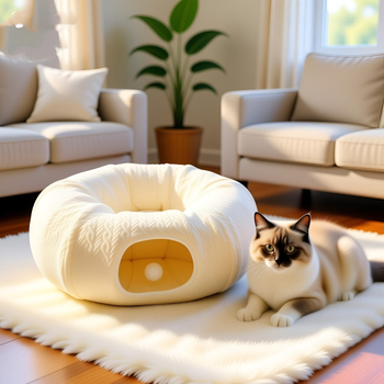 Jacquard pliš tunelska mačja postelja, tunelsko sklonište, donut oblik, sklopivo