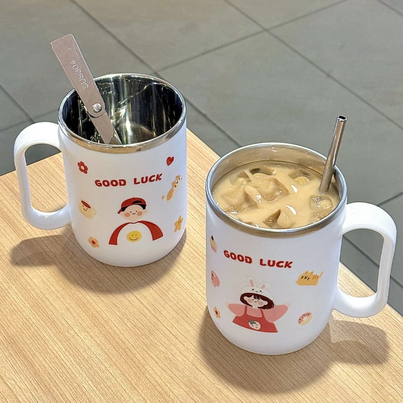 Cană termo din oțel inoxidabil cu capac și mâner, capacitate mare pentru cafea sau apă, pentru birou