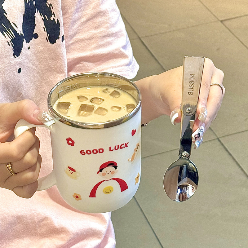 Cană termo din oțel inoxidabil cu capac și mâner, capacitate mare pentru cafea sau apă, pentru birou