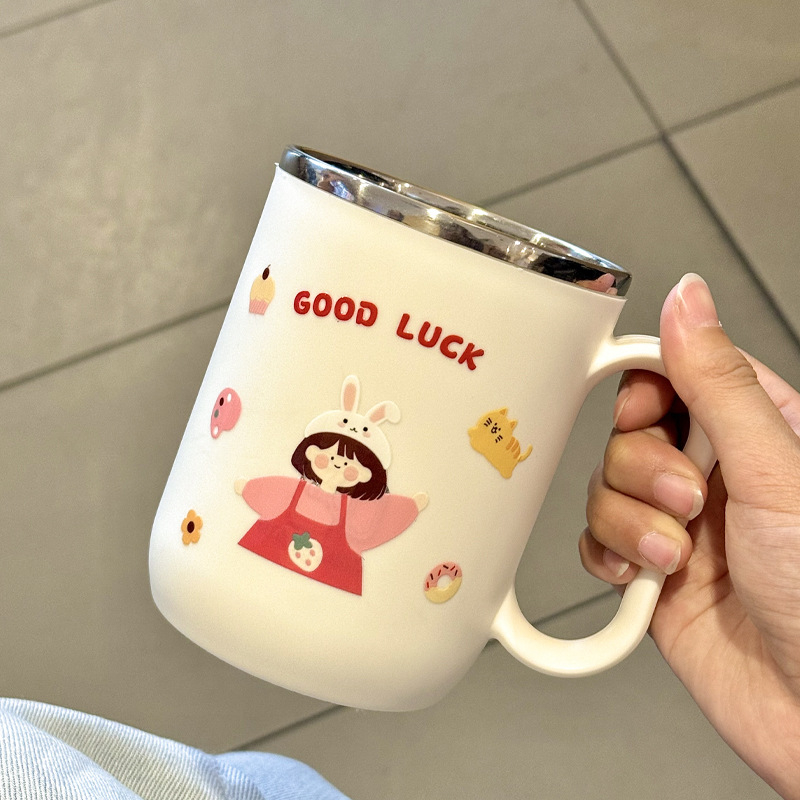 Cană termo din oțel inoxidabil cu capac și mâner, capacitate mare pentru cafea sau apă, pentru birou