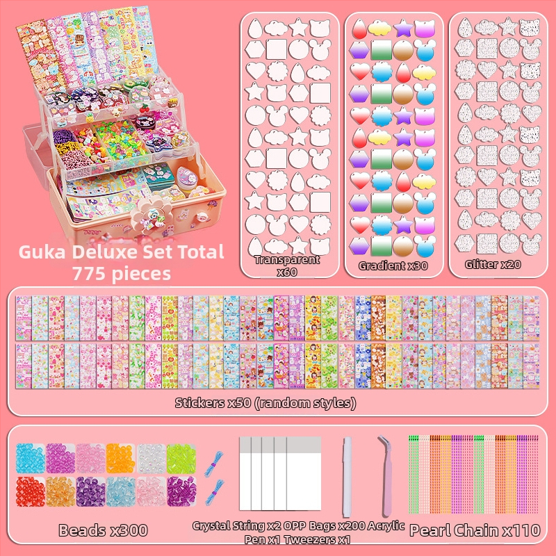 Set de carduri cu gel-crem, cu autocolante, suport pentru carduri și cutie de depozitare – papetărie DIY lucrată manual pentru fete