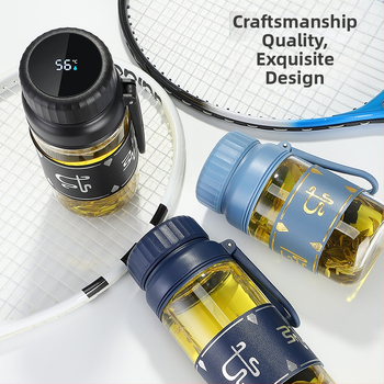 ceașcă de ceai din sticlă borosilicată cu capac și infuzor, măsurare a temperaturii, rezistentă la căldură, portabilă pentru exterior