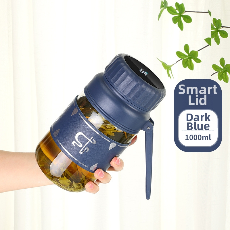 ceașcă de ceai din sticlă borosilicată cu capac și infuzor, măsurare a temperaturii, rezistentă la căldură, portabilă pentru exterior