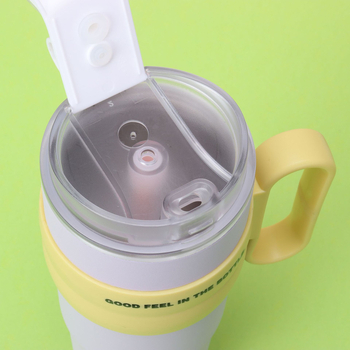 Cană termoizolantă din oțel inoxidabil 304, cu mâner, pentru mașină, cu pai — capacitate 40oz, interior 304, exterior 201
