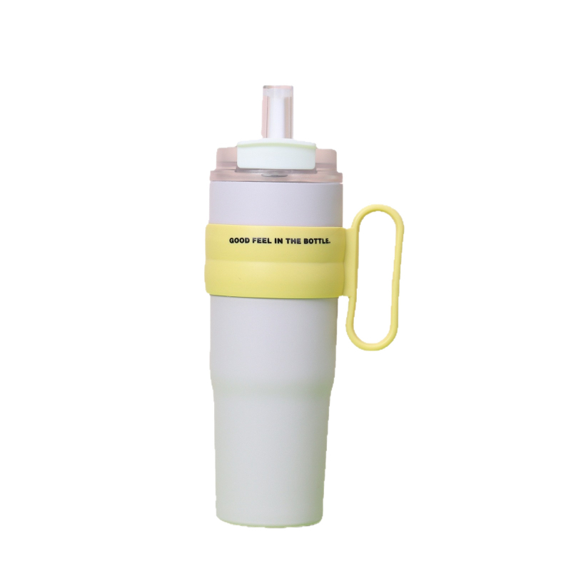 Cană termoizolantă din oțel inoxidabil 304, cu mâner, pentru mașină, cu pai — capacitate 40oz, interior 304, exterior 201