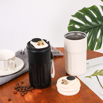 Cană de cafea din oțel inoxidabil 316 cu afișaj inteligent al temperaturii, portabilă pentru mașină, cu șnur, termos izolat