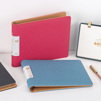 Binder din piele A5, orizontal, cu 6 inele, dosar pentru documente, organizator de date