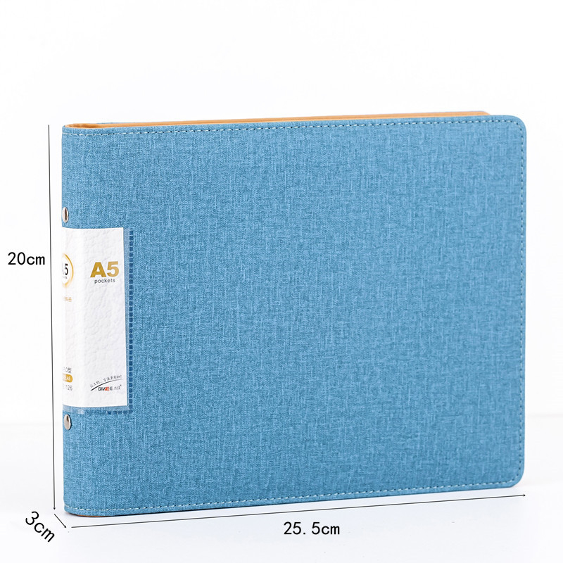 Binder din piele A5, orizontal, cu 6 inele, dosar pentru documente, organizator de date