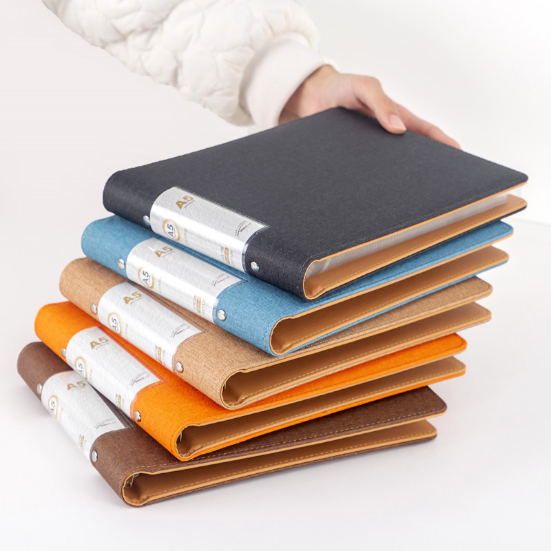 Binder din piele A5, orizontal, cu 6 inele, dosar pentru documente, organizator de date
