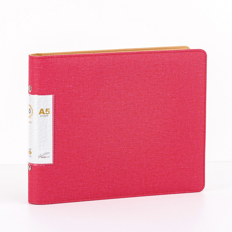 Binder din piele A5, orizontal, cu 6 inele, dosar pentru documente, organizator de date