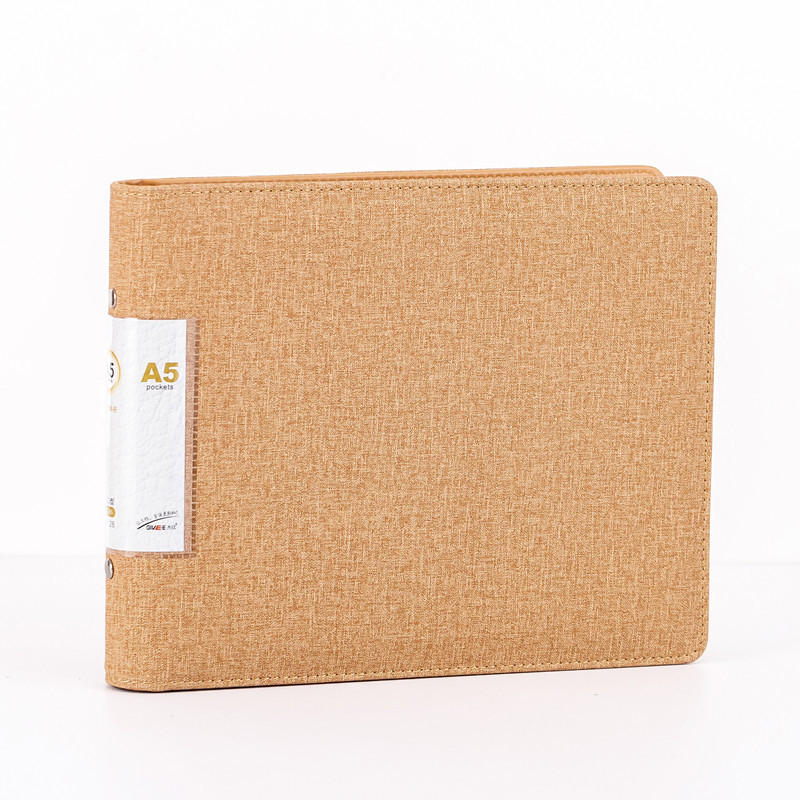 Binder din piele A5, orizontal, cu 6 inele, dosar pentru documente, organizator de date