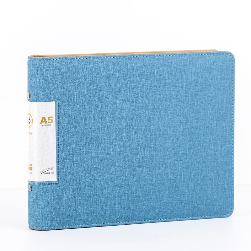 Binder din piele A5, orizontal, cu 6 inele, dosar pentru documente, organizator de date