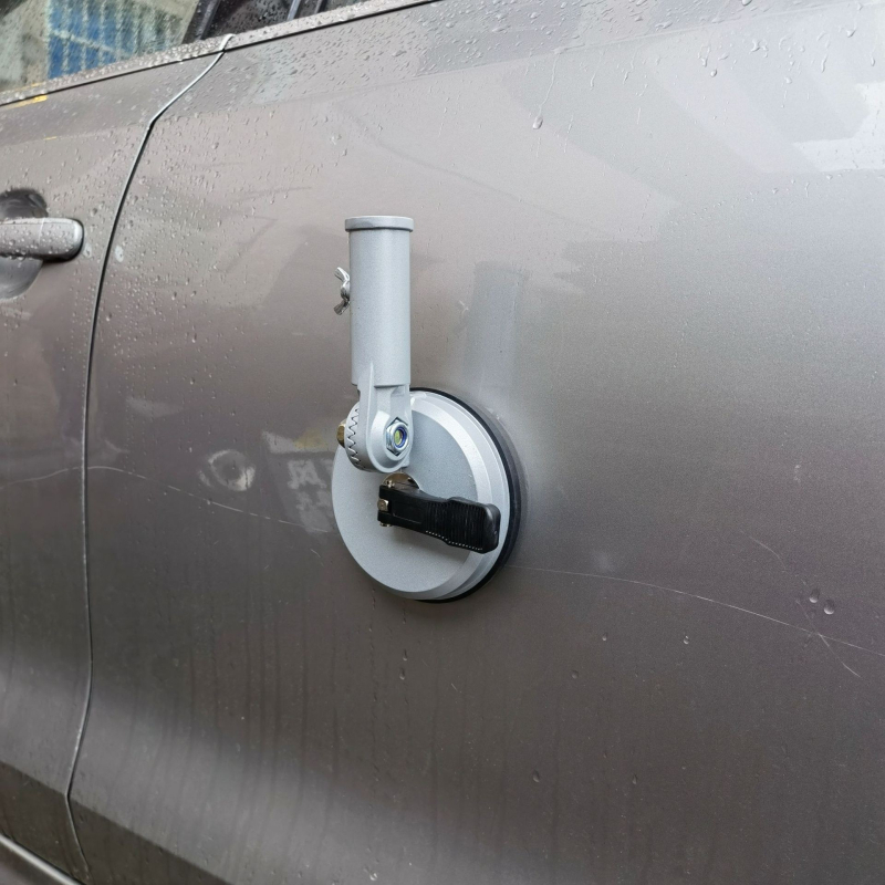 Bază pentru steag din aliaj de aluminiu, cu o singură gaură, reglaj de 180°, suport cu ventuză pentru vehicul off-road în deșert