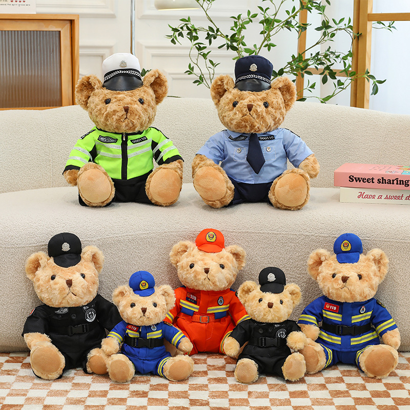 Plišani policijski medvjedić u vatrogasnoj uniformi – Teddy medvjed za djevojčice i djecu