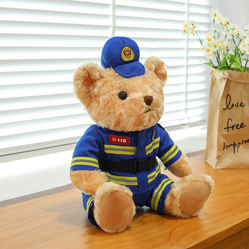 Plišani policijski medvjedić u vatrogasnoj uniformi – Teddy medvjed za djevojčice i djecu
