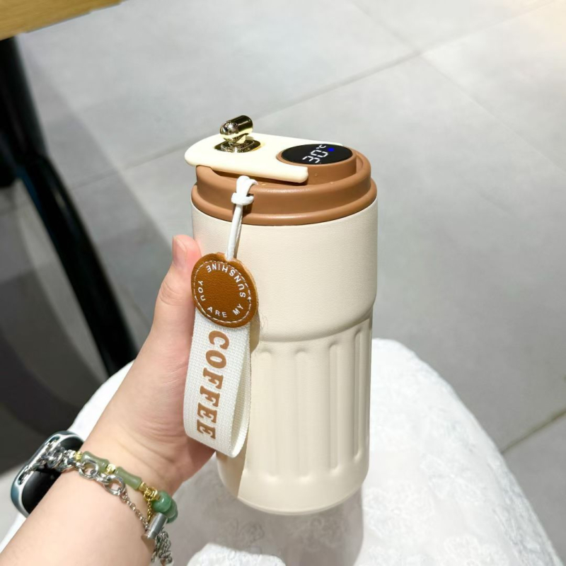 Cană izolantă din oțel inoxidabil cu afișaj de temperatură, cană portabilă pentru cafea/apă, cadou pentru studenți și birou