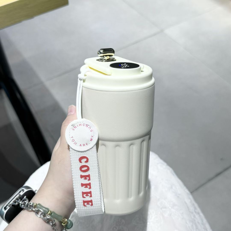 Cană izolantă din oțel inoxidabil cu afișaj de temperatură, cană portabilă pentru cafea/apă, cadou pentru studenți și birou