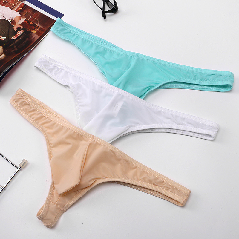 Novo muški thong donje rublje od ice silk prozirno, niski struk, sportski stil, dizajn s U-oblikom i T-oblikom, prozračan, korejski stil