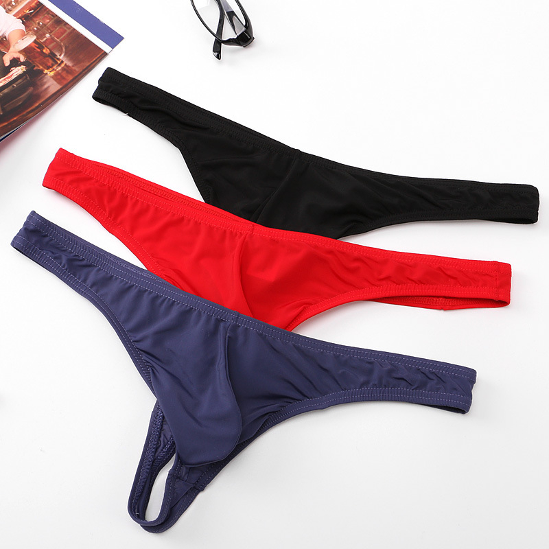 Novo muški thong donje rublje od ice silk prozirno, niski struk, sportski stil, dizajn s U-oblikom i T-oblikom, prozračan, korejski stil