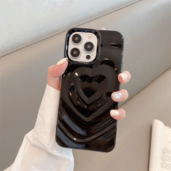TPU maska za iPhone 15 Pro Max sa srcem, 3D valovitim uzorkom i šljokicama