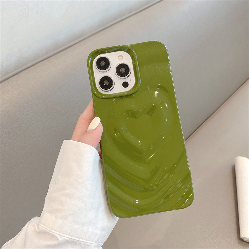 TPU maska za iPhone 15 Pro Max sa srcem, 3D valovitim uzorkom i šljokicama