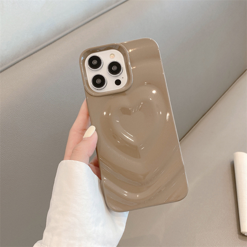 TPU maska za iPhone 15 Pro Max sa srcem, 3D valovitim uzorkom i šljokicama