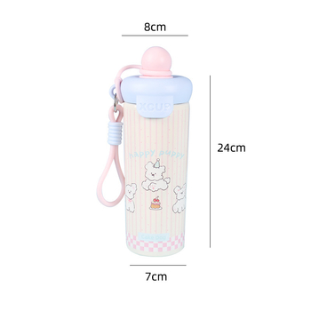 Cana termos portabilă cu izolație vid, 650 ml, exterior din oțel inoxidabil 316, interior din 304, cu pai