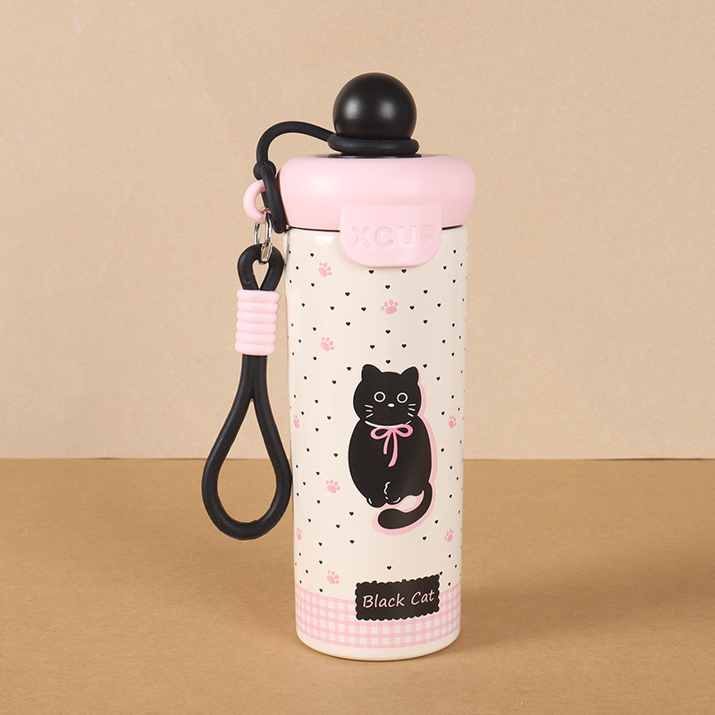 Cana termos portabilă cu izolație vid, 650 ml, exterior din oțel inoxidabil 316, interior din 304, cu pai