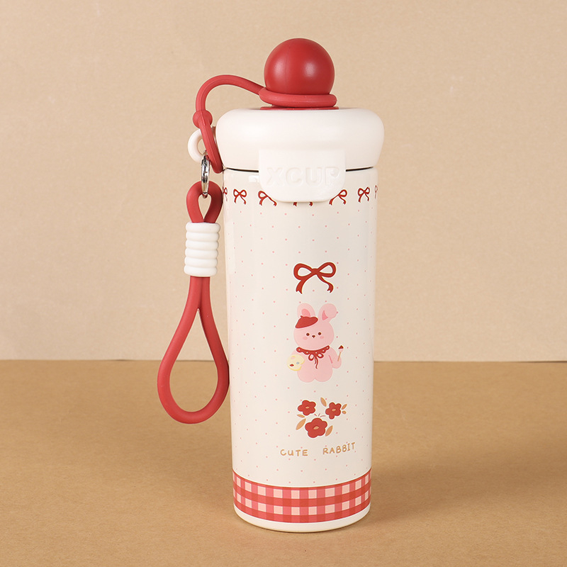 Cana termos portabilă cu izolație vid, 650 ml, exterior din oțel inoxidabil 316, interior din 304, cu pai