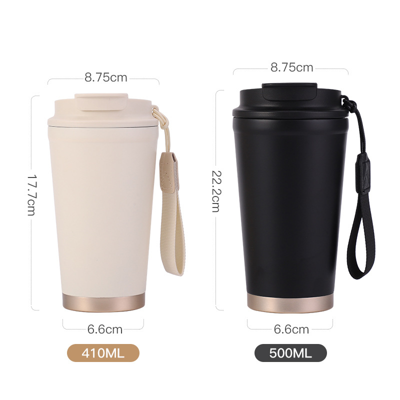 Cană de cafea din oțel inoxidabil 316, termos cu capac, recipient portabil pentru mașină cu pai, personalizabil