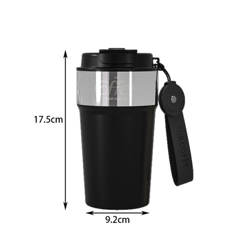 Cană de cafea cu pereți dubli din oțel inoxidabil 316, termos cu pai, portabil pentru exterior, cu șnur de purtare, izolație 6–12 ore