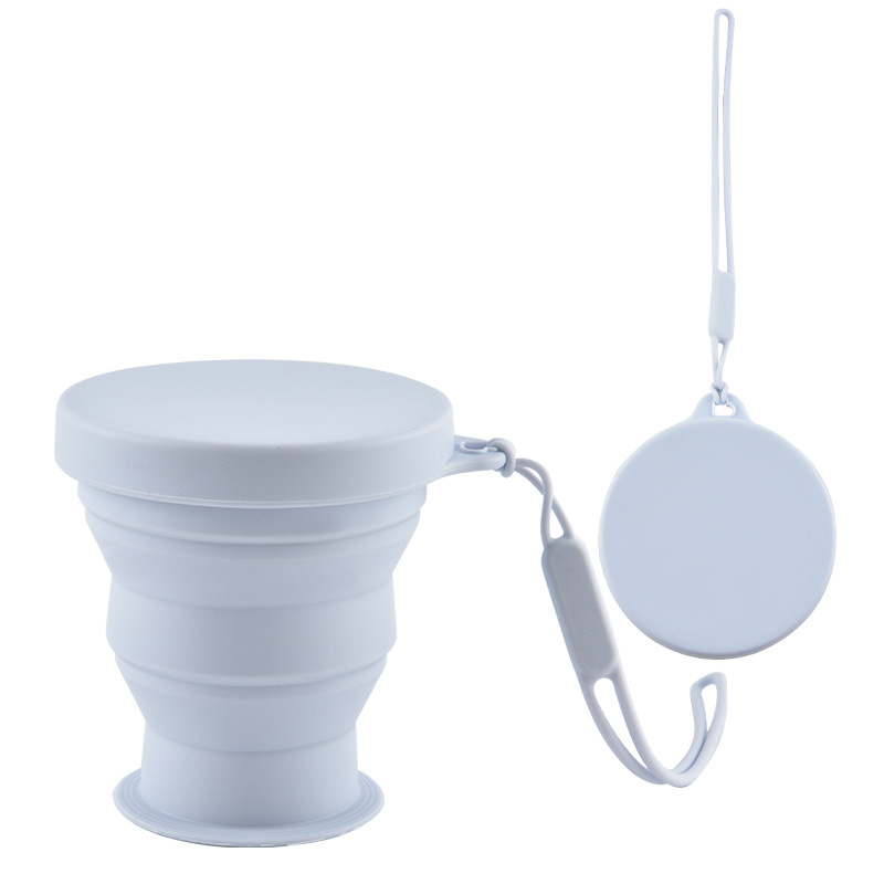 Cupa de apă din silicon pliabilă pentru drumeții în aer liber, ceașcă de camping retractabilă, culoare solidă
