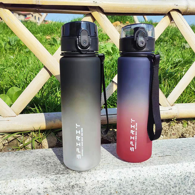 Sticlă de apă din plastic, culoare gradient, capacitate mare, pentru sport și fitness, pentru studenți (bărbați și femei)